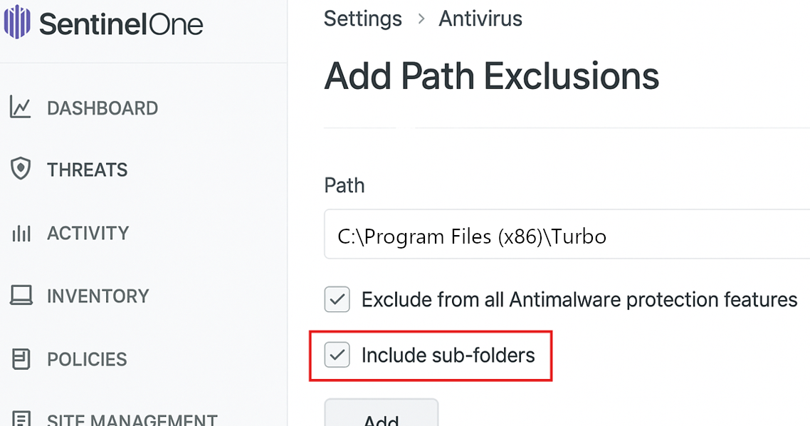 SentinelOne Include Subfolders